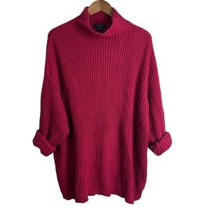 American Eagle Women’s XS/S Oversized Chunky Knit Turtleneck Sweater Red Slouchy